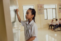 Rebecca attends school in South Sudan, where she loves to read and learn about science.